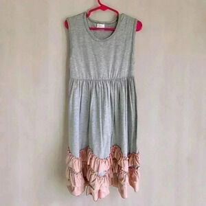 Girls Boho Chic Cottage Core Bohemian Maxi Ruffled Gray Sleeveless Dress XXL
